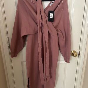 Fashion Nova Pink Long Sleeve Dress